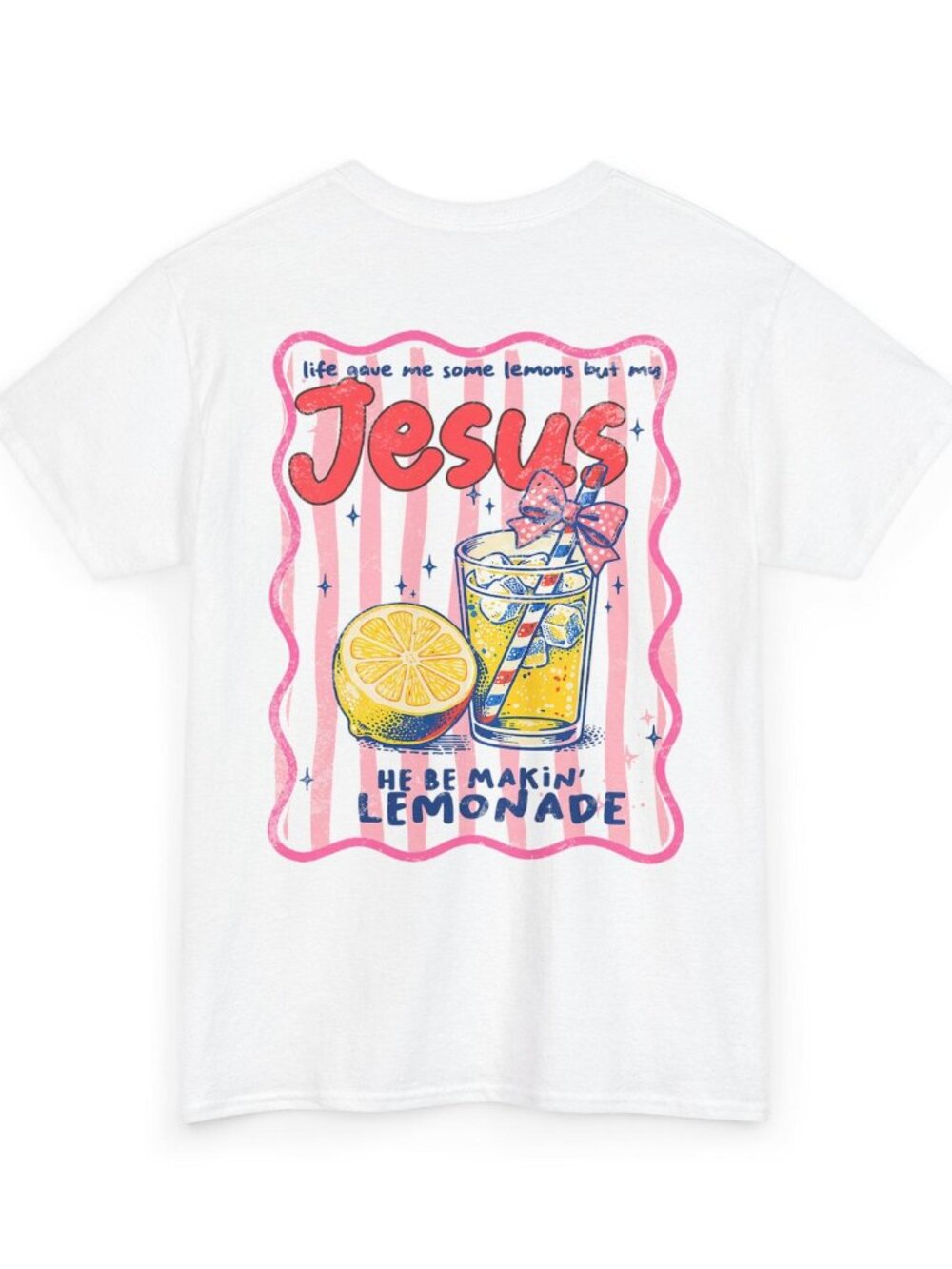 Jesus Lemonade Graphic Tee Christian Faith Shirt Retro Lemon Summer Tshirt - Picture 3 of 4